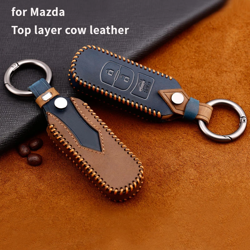 

Leather Car Key Cover Case Keychain for Mazda 2 3 6 Axela Atenza CX-5 CX5 CX-3 CX-7 CX8 CX-9 2016 2017 2018 Holder Accessories