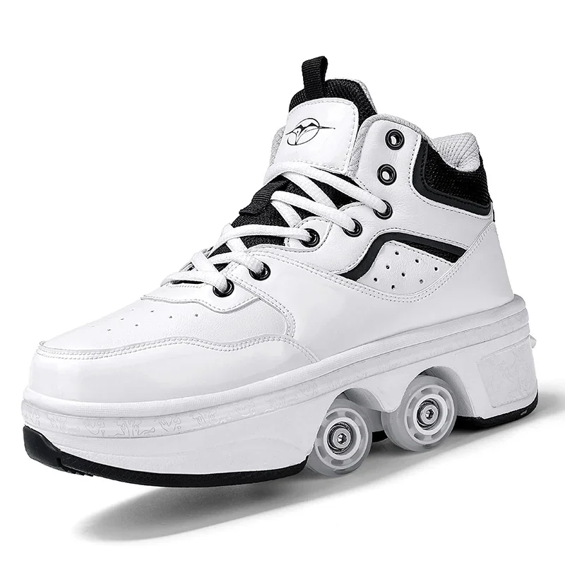 2024 New Big Four Wheel Rampage Shoes for Children Row Wheeled Pulley Shoe Mesh Red Step Retractable Sports Ice Skate Youth