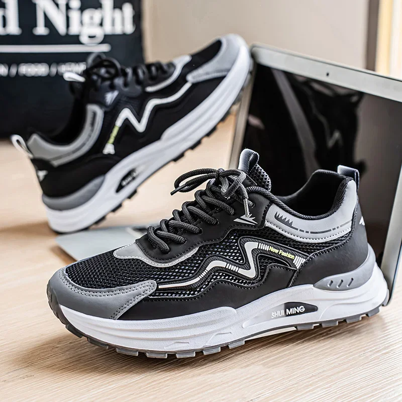 Men's breathable lightweight casual sneakers summer soft-sole outdoor racing running shoes fashion flat youth speed sports shoes