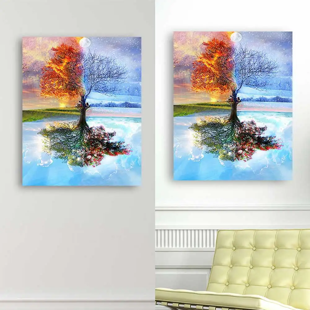 CHENISTORY Frameless Four Seasons Tree Landscape DIY Painting By Numbers Kit Paint On Canvas Painting Calligraphy For Home Decor