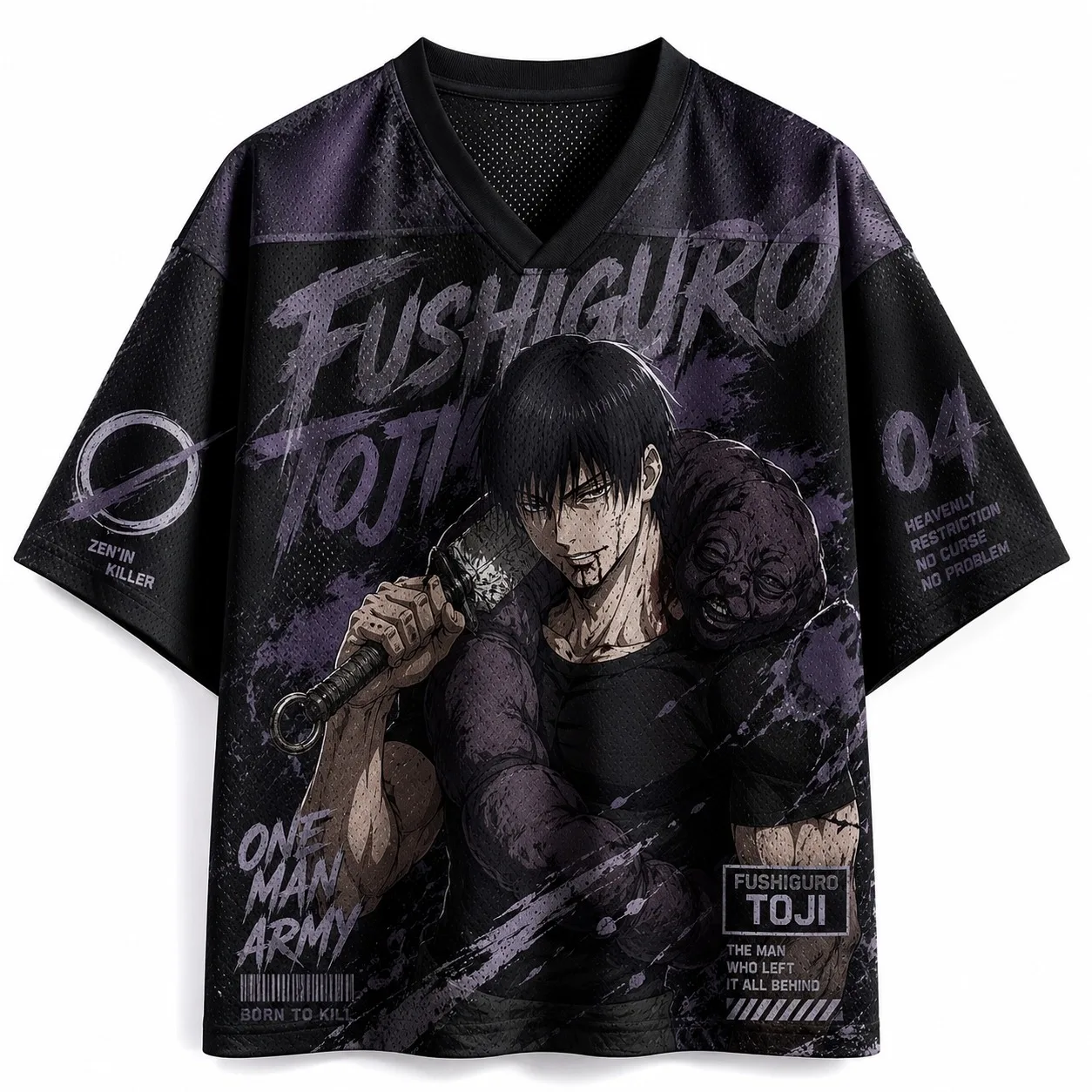 Trendy Retro Jujutsu Kaisen Comic Panel V Neck Shirt Unisex Stylish All Over Print Top For Daily Casual Weekend Outfit