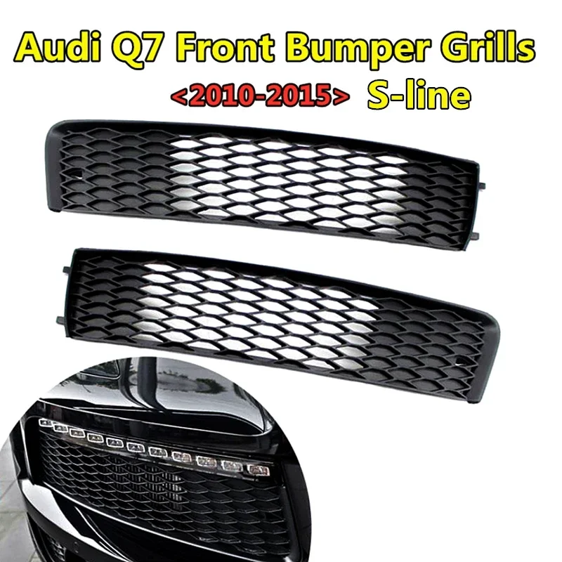 2pcs Racing Grills For Audi- Q7 S7 S-line Front Fog Lamp Light Grille Lower Front Bumper Frame 2010 2011 2012 2013 2014 2015 fa