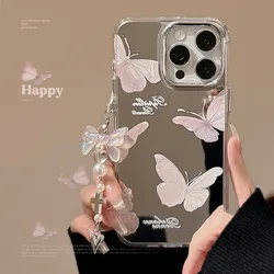 Mirror Super Immortal Butterfly Pendant Phone Case For iPhone15 14 13 12 11 Pro Max TPU Fall Prevention Cover New Products
