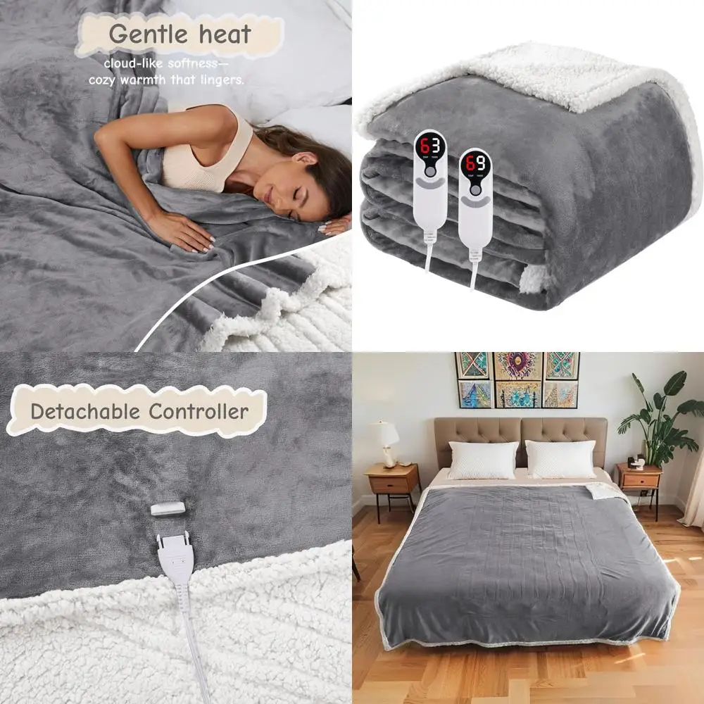 

Queen Size Electric Blanket 84x90 - Soft Flannel, Dual Controllers, Overheat Protection, 6 Heat Settings, 10-Hour Timer