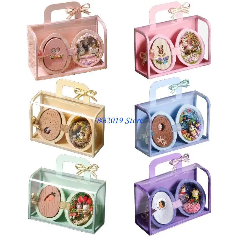 Q0KB DIY Scaled Girls DIY House with Dust Cover & Tools Interactive Handcrafts Miniature Room Toy Figure House