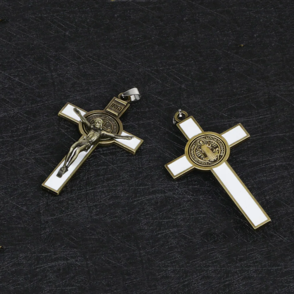 Kruzifix Saint Benedict Kreuz Halskette Anhänger Jesus Religiöse Geschenke für Frauen Männer Schmuck 2 Stück Bulk – Detail 2