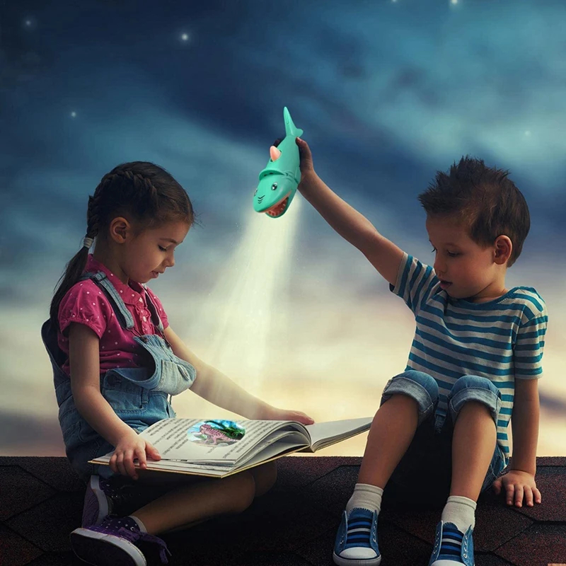 Hot Flashlight Projector, Slide Projector Torch Light Slide Projector Flashlight, Kids Shark Projector Torches Pink