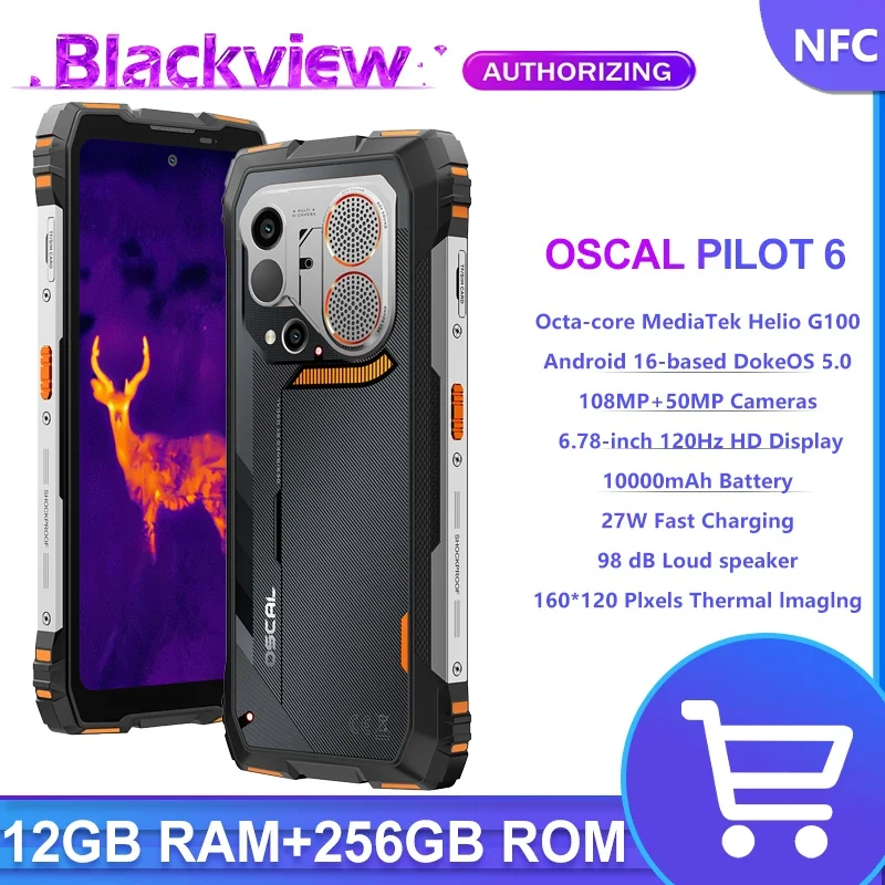 Blackview PILOT 6 Thermal Imaging Rugged Smartphone 6.78" HD 120Hz Display 27W 10000mAh Battery Android 16 NFC смартфо