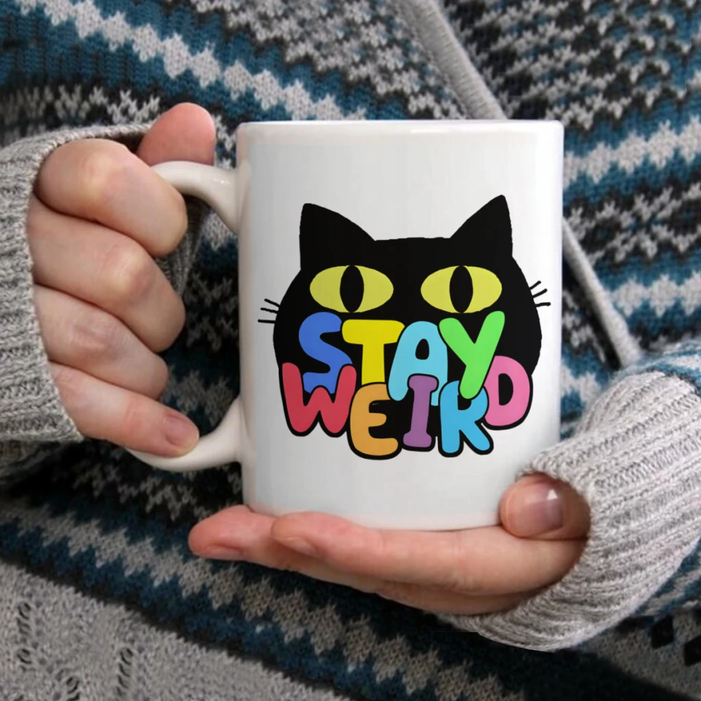 

Stay Weird CatCoffee Mug Tea Cup 11oz Coffee Cup Funny Birthday Ceramic Mug Personalized Cup