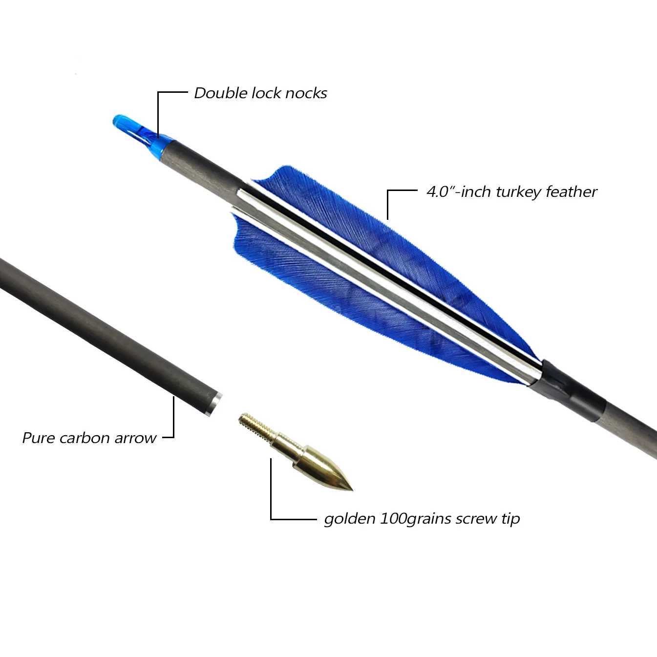 6/12 stücke 30in Reinem Kohlenstoff Pfeile ID 6,2 MM Spine 250/300/350/400/500/600/700/800 4in Türkei Feder Bogenschießen Bogen Jagd Schießen