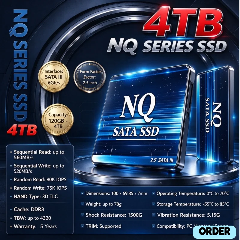 Large Storage Secure New SATA3 SSD Internal Solid State Drive 1TB 2TB Hard Disk for Laptop