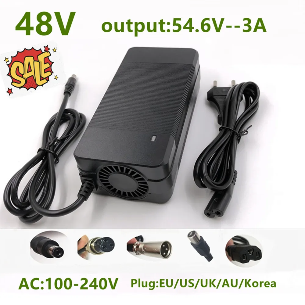 54.6V 3A Lithium Battery Charger 48V 13S Kugoo G1 Charger High quality Li-ion Battery pack Charger With Connectors