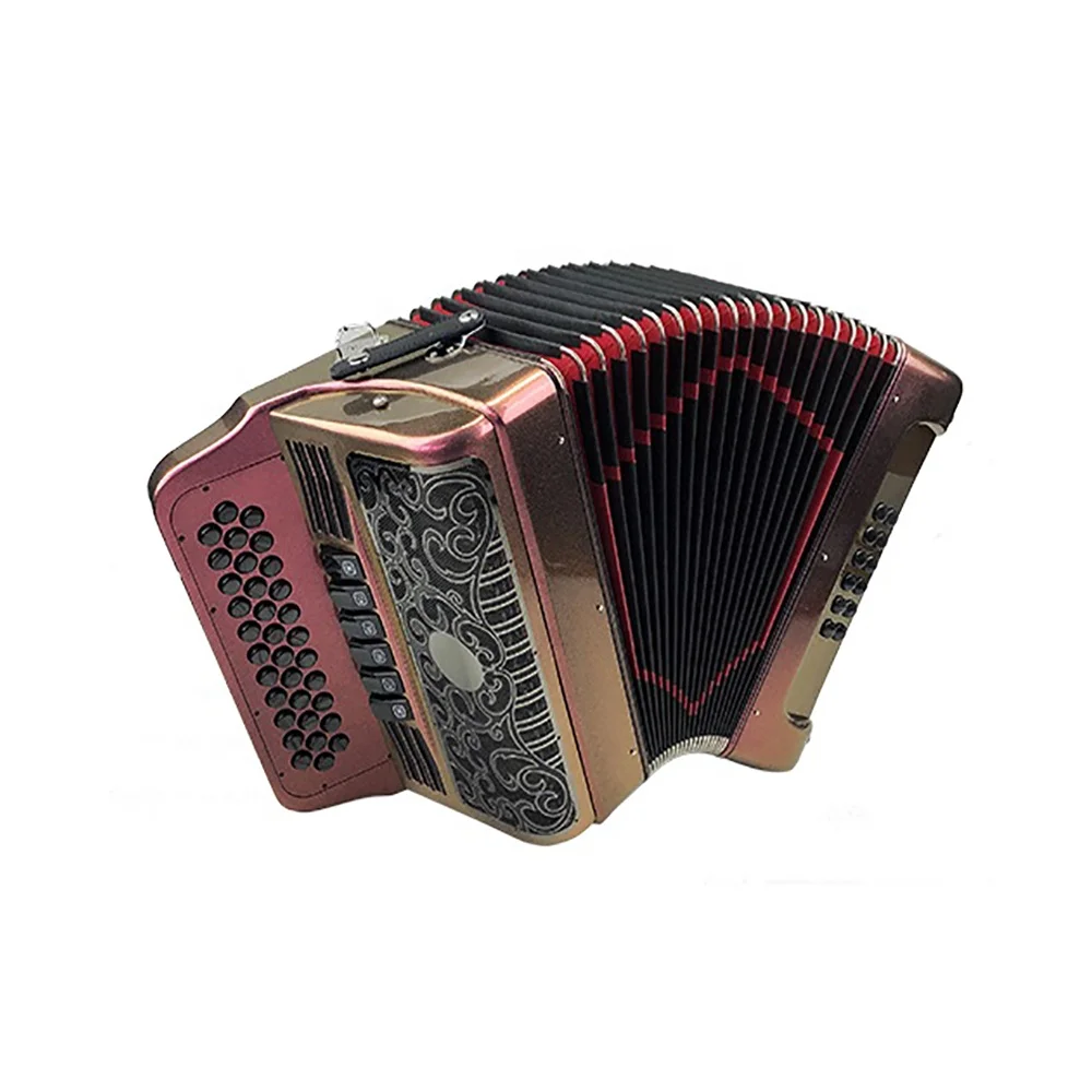 Professional Diatonic Accordion Model JB3412E, Purple Body 34 Treble Keys 12 Bass 6 Registers with Black Grill Buttons