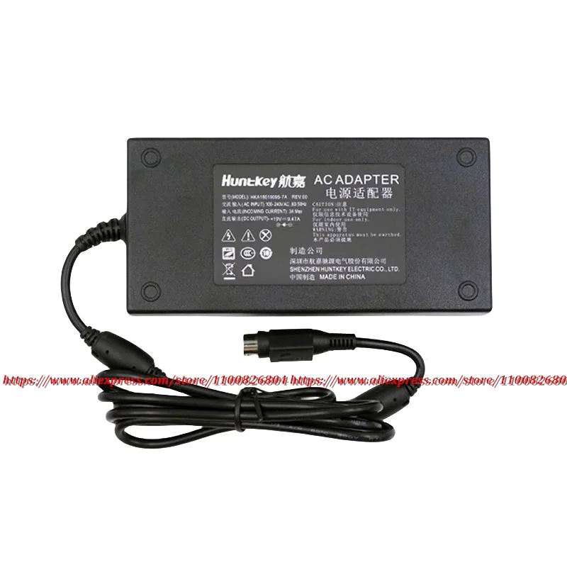 Genuine Huntkey 19V 9.47A 180W 4-Pin (Din ) Plug HKA18019095-7A Notebook Adapter Projector Power Supply Charger HKA18019095-6C