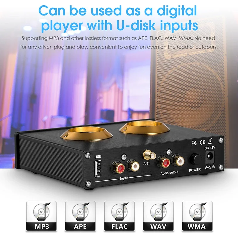 Audiophile Tube Preamplifier 6K4 Tube Bluetooth 5.0 USB 입력 다기능 프리 앰프 고베이스 조정 헤드폰 출력