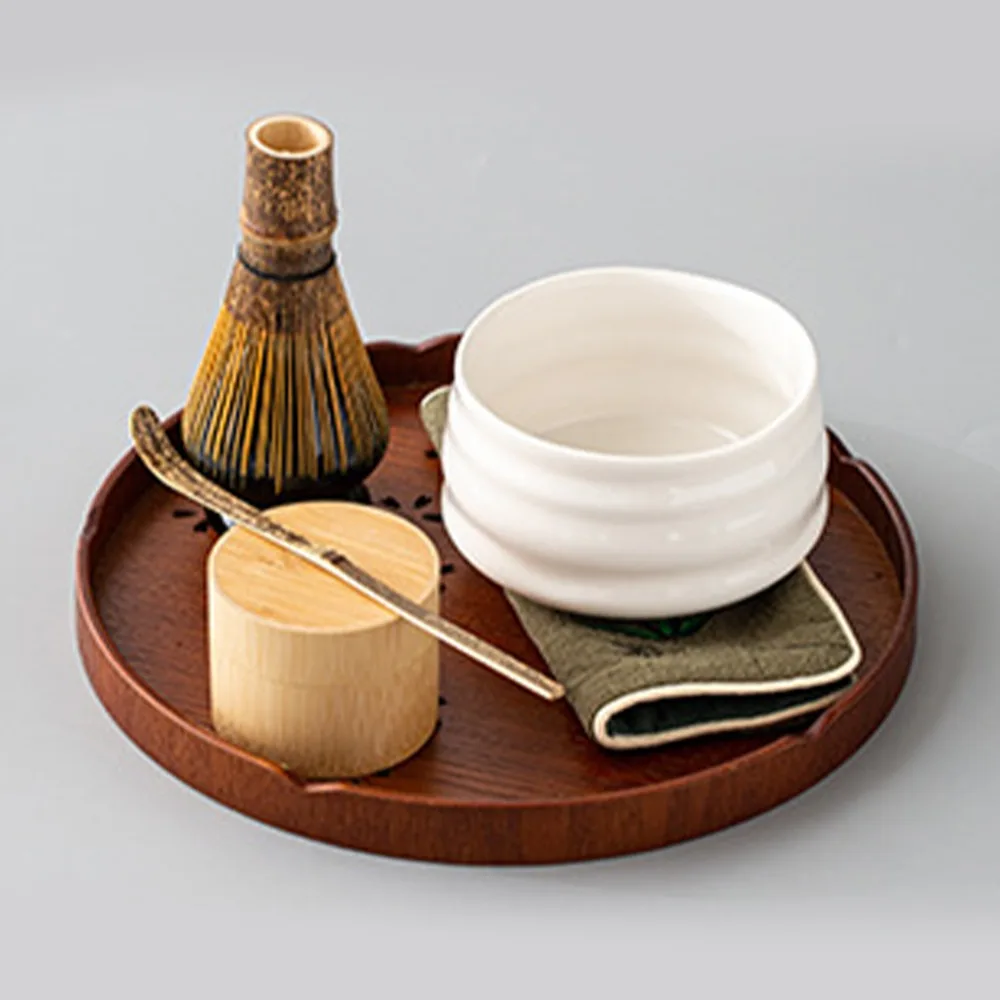 Runde Teeservierplatte aus Holz, glatte Oberfläche, Kirschblütenmuster, 27 cm Durchmesser