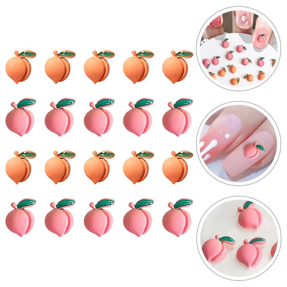 20 قطع الإبداعية الخوخ مسمار سحر سبائك مسمار الزينة DIY الاكريليك الأظافر مانيكير اكسسوارات سحر للأظافر #1