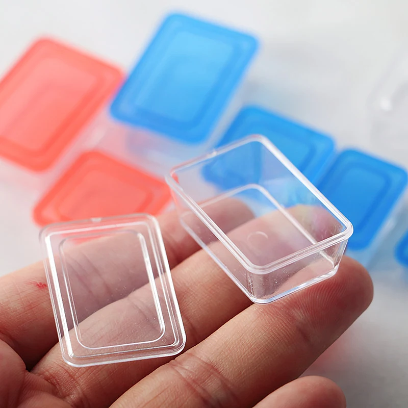 4pcs Miniature Food Snack Fruit Transparent Bento Box For Dollhouse Accessories Cute Container Crisper Rectangular Square Model