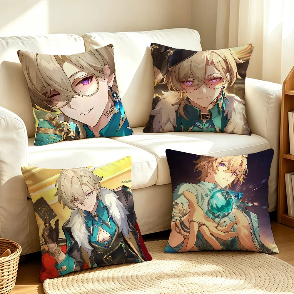 Aventurine Game Honkai Star Rail cushion cover Soft Smooth Pillow Case Hidden Zipper Washable Decorative Couch Office Gift