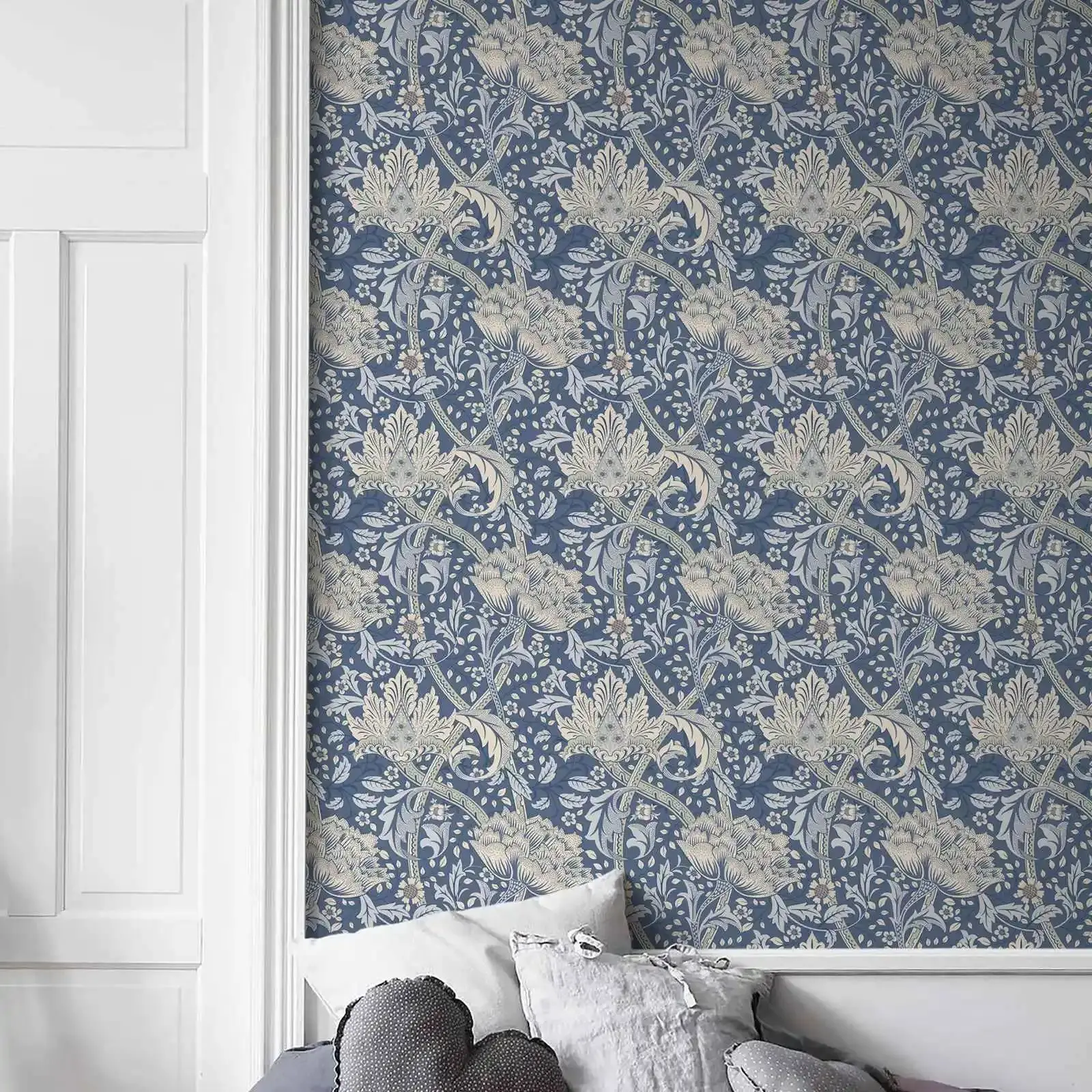 Blue Floral William Morris Wallpaper,Peel and Stick Wallpaper Removable Wallpaper Home Decor Wall Art ,Tradition Wall Paper Roll