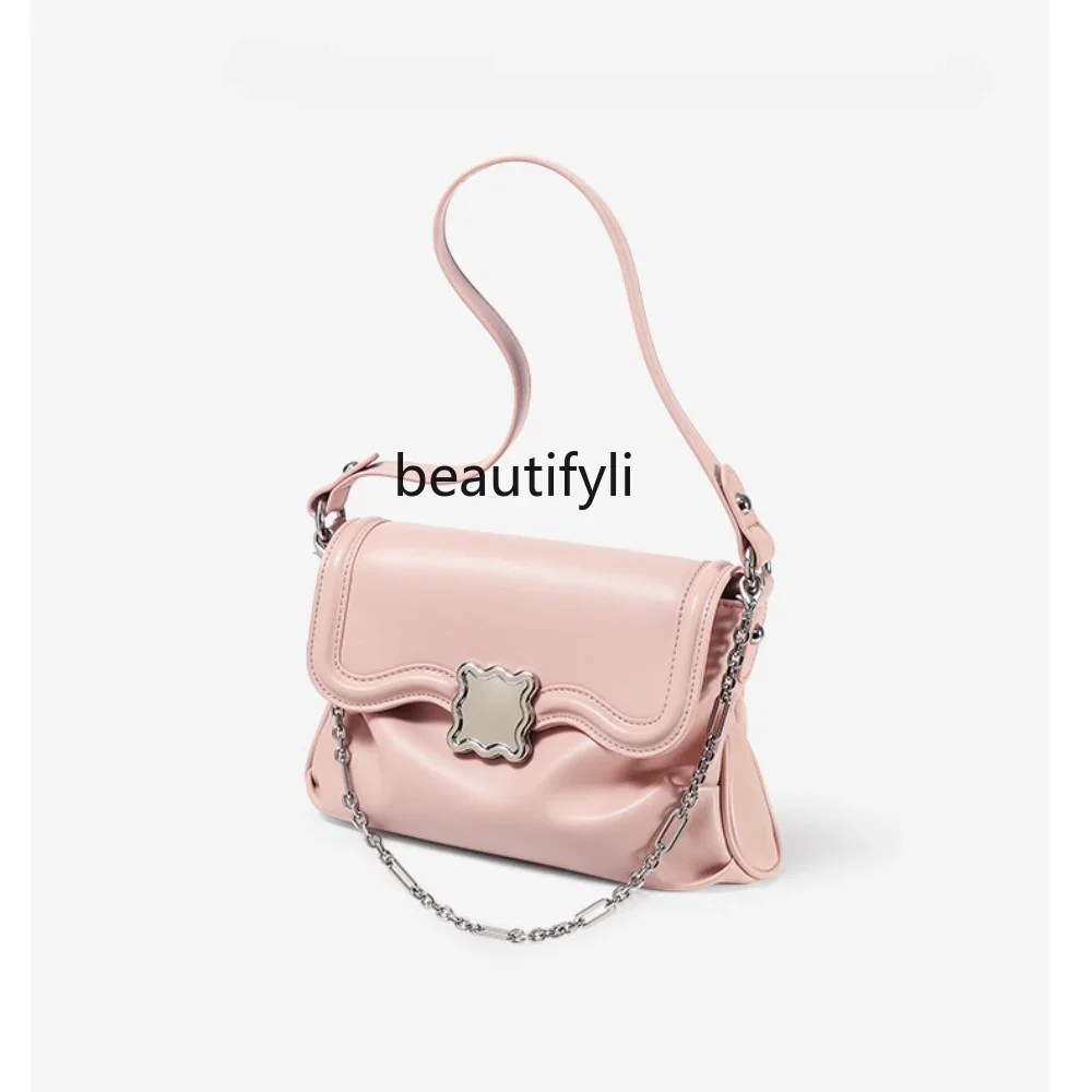 yj Pink Bag High-Grade Underarm Bag Simple All-Match Shoulder Messenger Bag