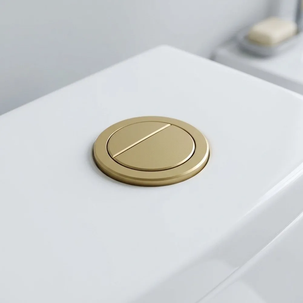 Dual Flush Toilet Button for Concealed Cisterns Round Push Plate ABS Material Pneumatic Operation Water Saving Capability