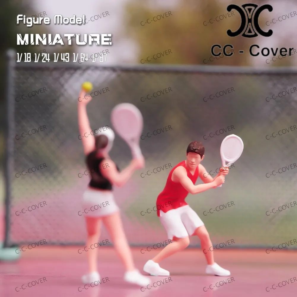 Painted Miniatures 1/18 1/24 1/43 1/64 1/87 Young Man And Woman Playing Tennis Unpainted Figure Model Toys View Decoration