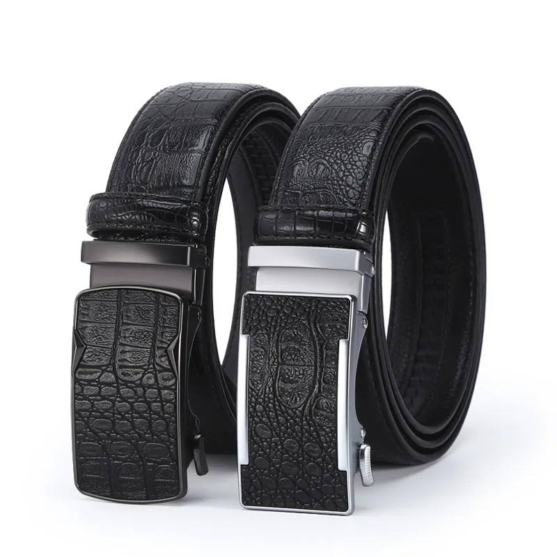 3.5cm Business Men's Belt Crocodile Leather Casual Black Automatic Buckle Suit Pants Designer Belt Men Wholesale