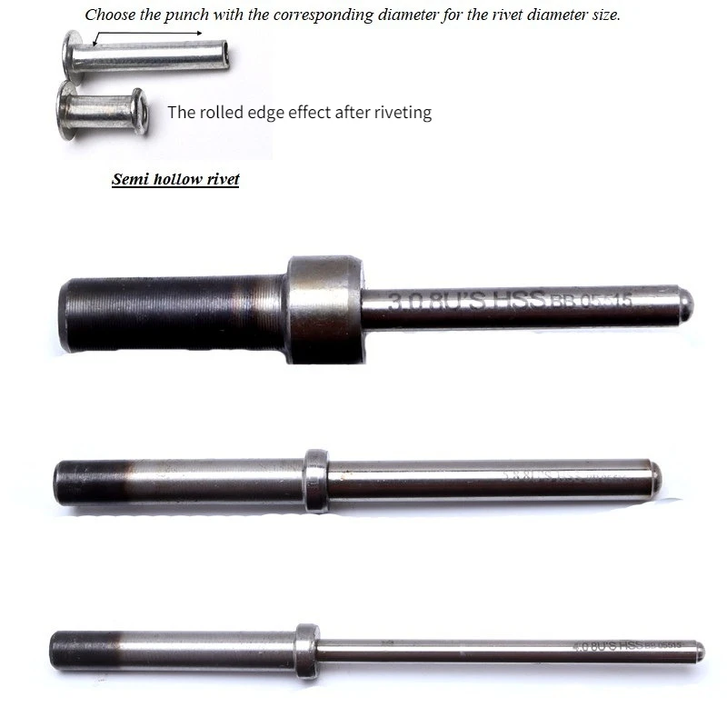 Semi Hollow Rivet White Steel Solid Rivet Impact Head Supports Air Tools Pneumatic Mold