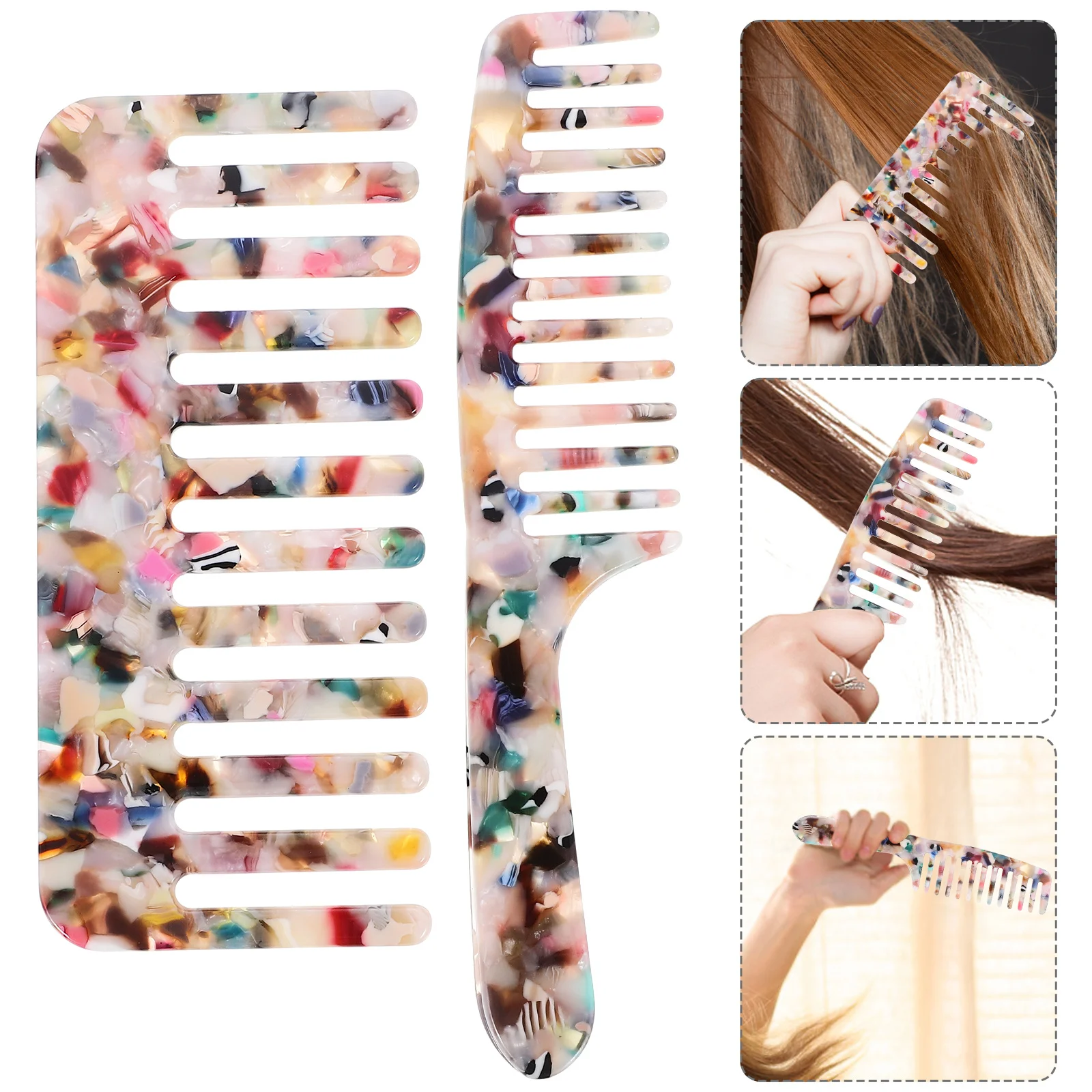 

2 шт., расчески с широкими зубцами, расчески для распутывания волос, влажная и сухая расческа для укладки вьющихся волос, массажер для кожи головы, расческа, инструмент, расческа с широкими зубцами