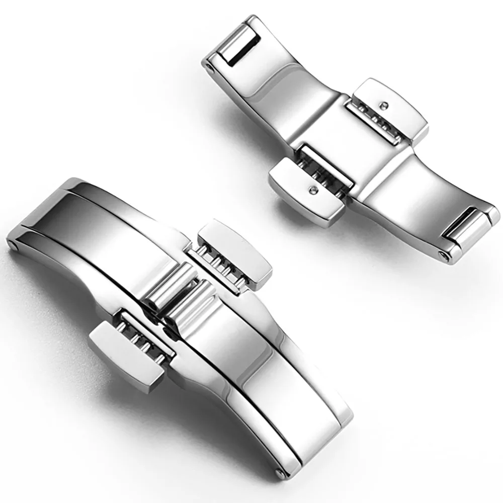 Silver Stainless Steel Butterfly Buckle for Tissot 1853 T035617 T035439 Watch Buckles Double Press Watch Strap Solid Steel Clasp view 3