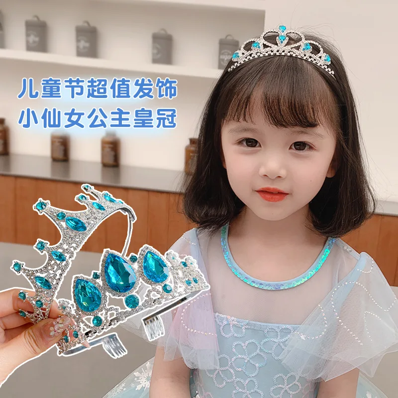 StoneFans bando putri Tiara berlian imitasi untuk anak perempuan Aksesori Ulang Tahun mahkota kristal pengantin Tiara perhiasan rambut pernikahan