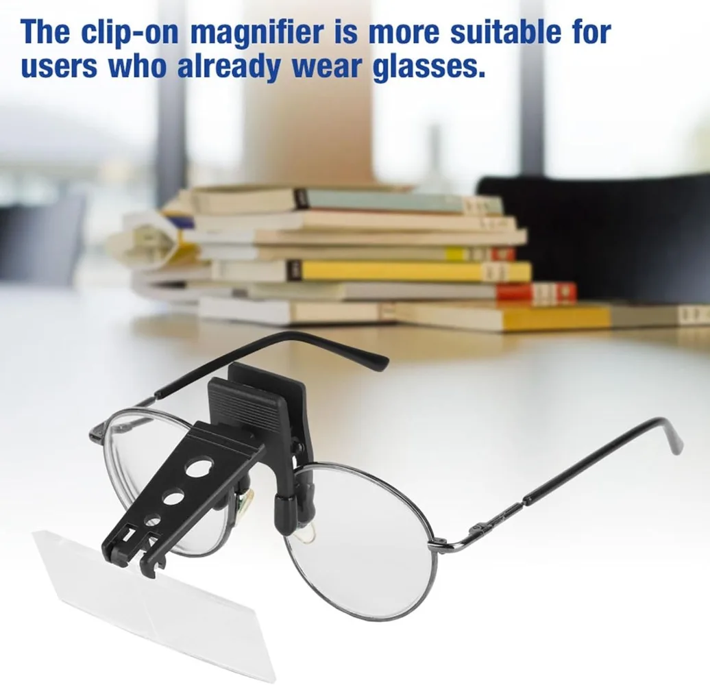 Clip-on Magnifier, 1.5x 2.5x 3.5x Magnifying Plastic Spectacle Type Magnifier Handheld Reading for Children and the Elderly