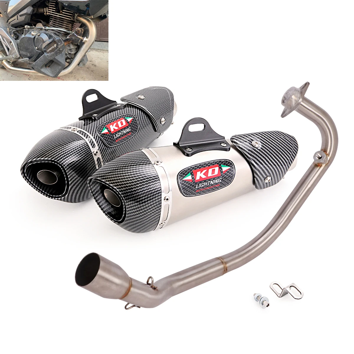 

For CFMOTO ST125 Motorcycle Exhaust System Front Link Pipe Connect Tube Slip On Stainless Steel Escape With Removable DB Killer