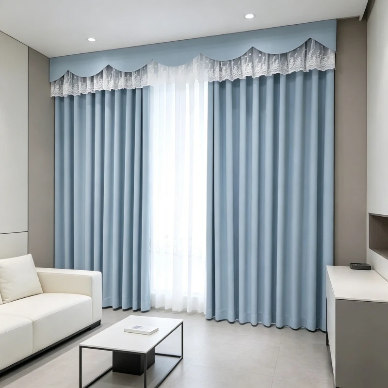 Blue Valance Custom Chenille Curtains 100 Percent Blackout Thermal Drapes for Childrens Room Boys Girls Bay Window Elegant