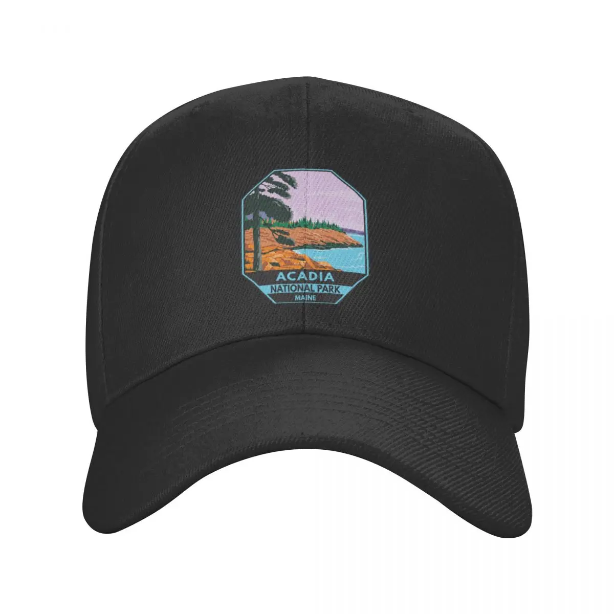 Acadia National Park Maine Bar Harbor Emblem Baseball Cap Streetwear Golf Wear Ball Cap summer hat Male Women's