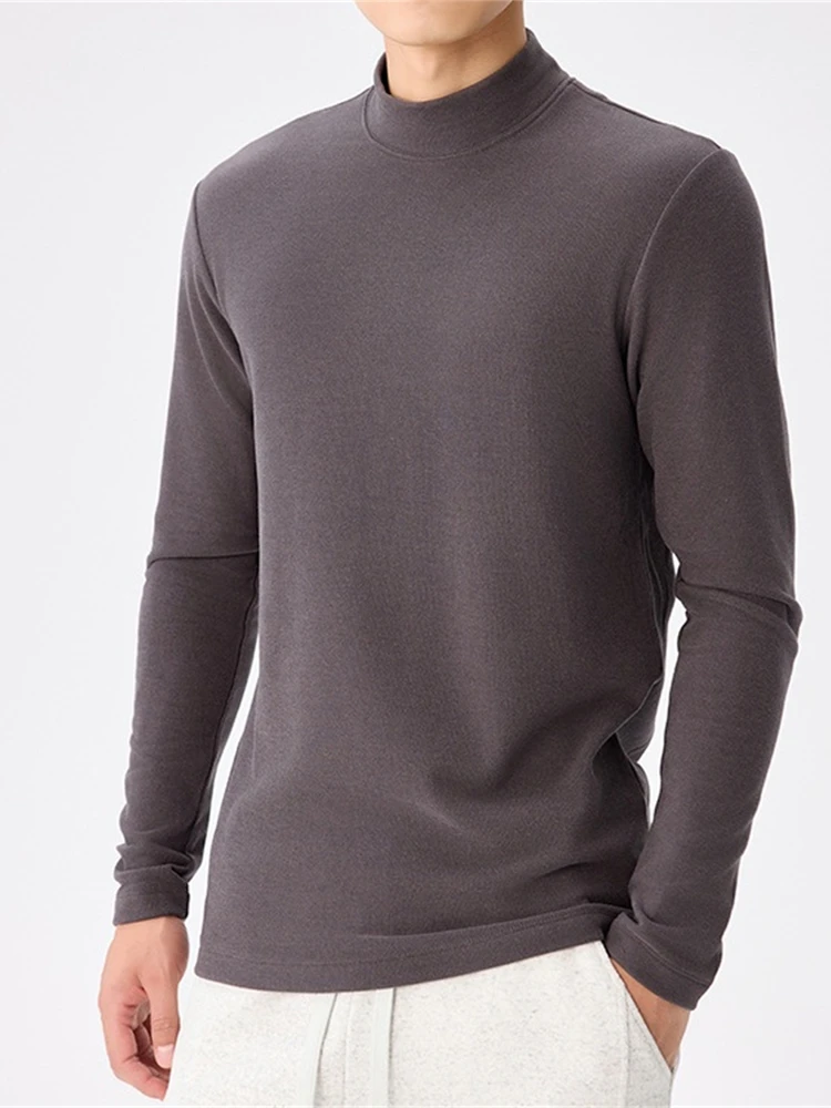 

Upaded Version Double-Sided German Velvet Men's Thermal f-High Collar T-irt Base irt Not Puffy Stand Fit Faion ...