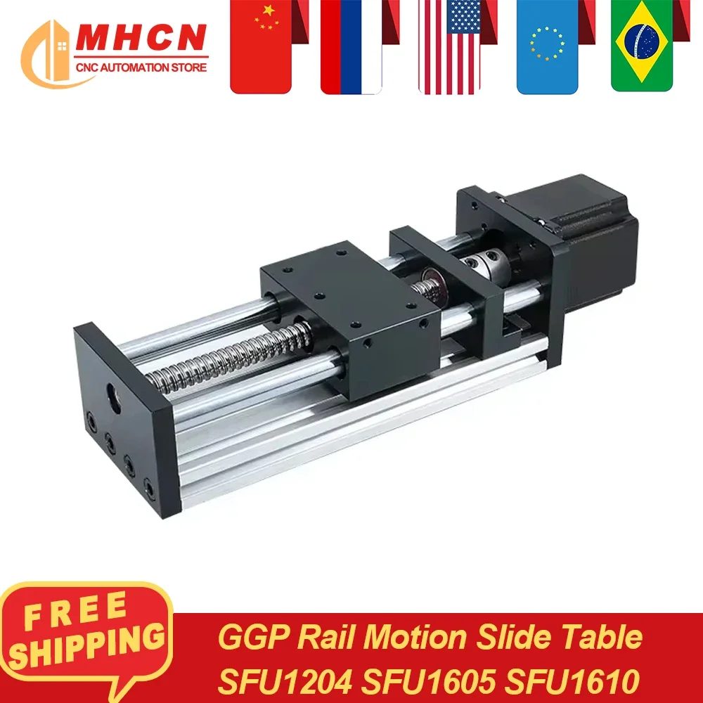 GGP CNC Linear Guide Stage Rail Motion SFU1204 1605 1610 Ballscrew Slide Table with Nema23 Motor for 3D Printer XYZ