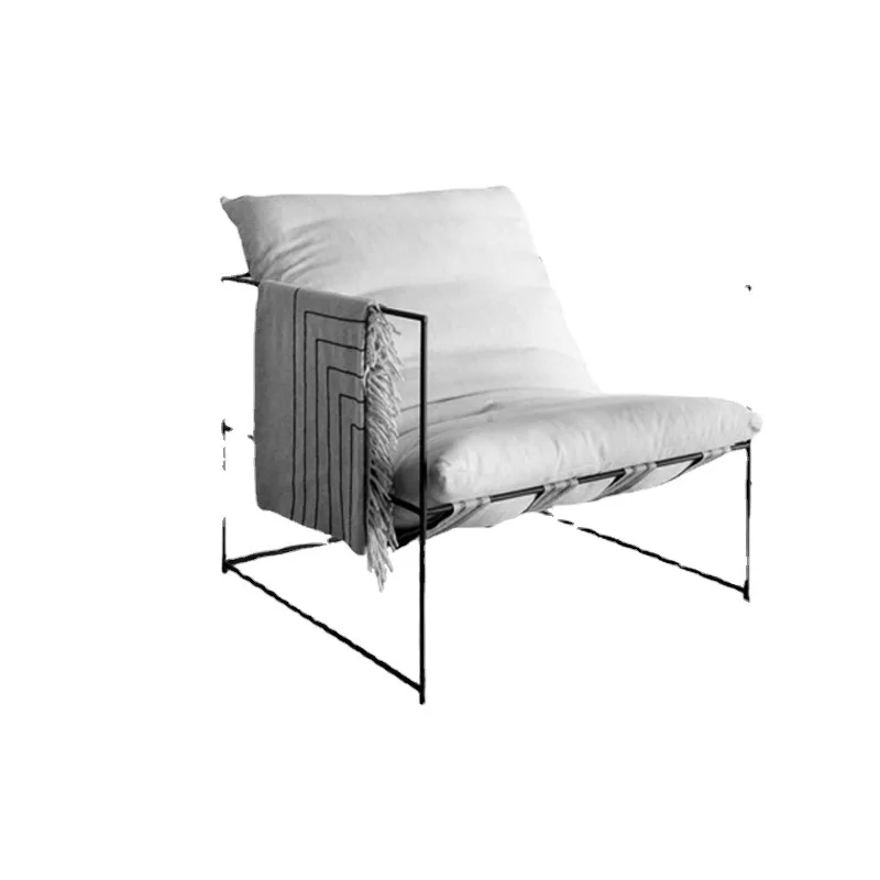 Simple sofa, fabric wrought iron single recliner