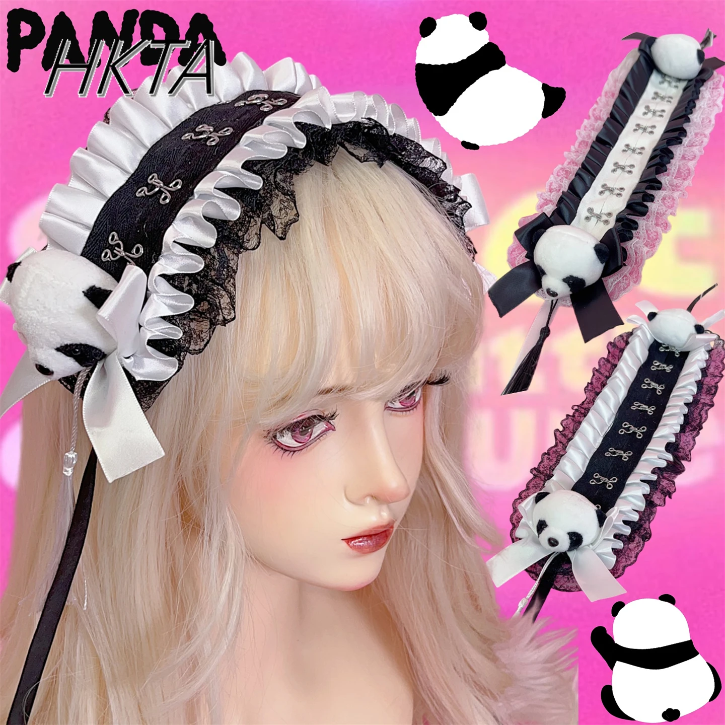 

Japanese Y2K Kawaii Hot Girl Mine Subculture Hair Clips Women LOLITA Sweet and Cute Cartoon Lace Hair Accessories Headbands KC