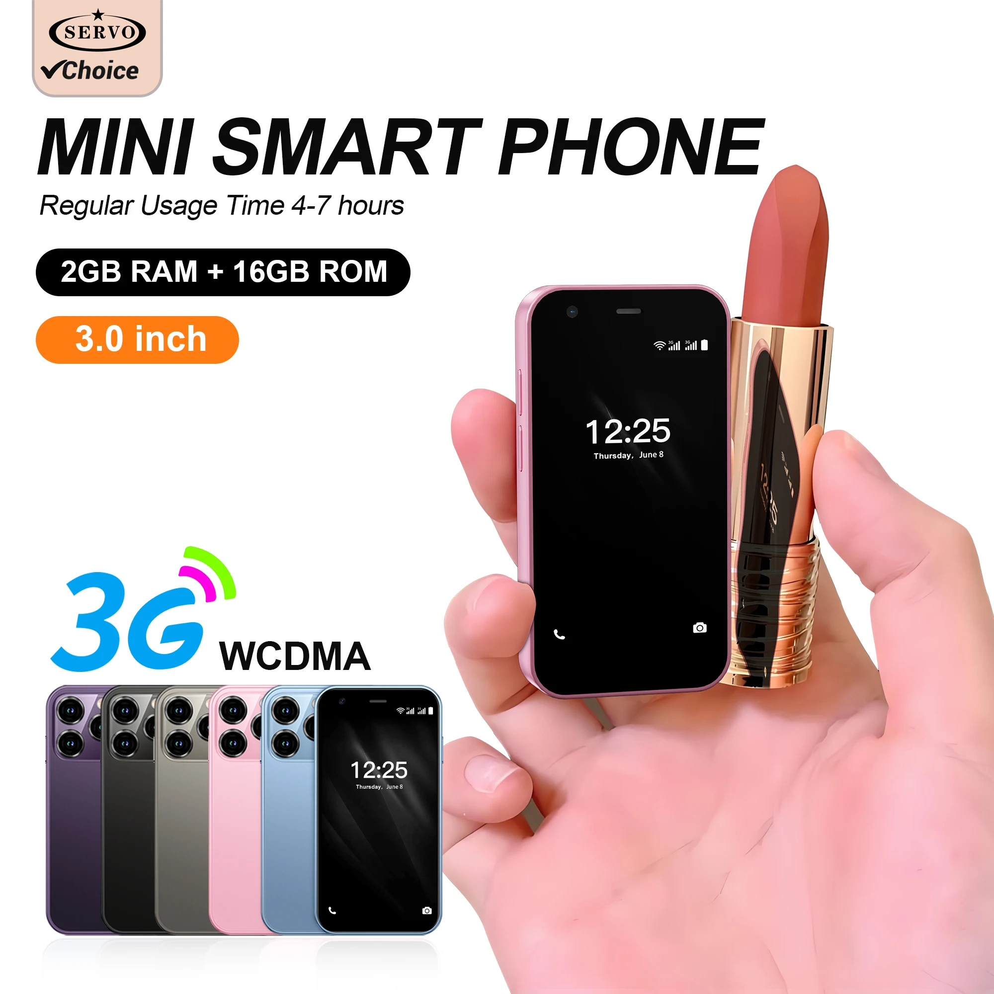 Official SERVO 15SE Mini Android Smartphone 3G WCDMA 2GB+16GB Play Store WhatsAPP WiFi Face Unlock 3.0