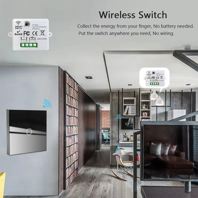Wireless Smart Light Switch With Remote Control 433Mhz Wall Panel Touch Switch Mini Relay Receiver 220V Home Led Light Lamp Fan