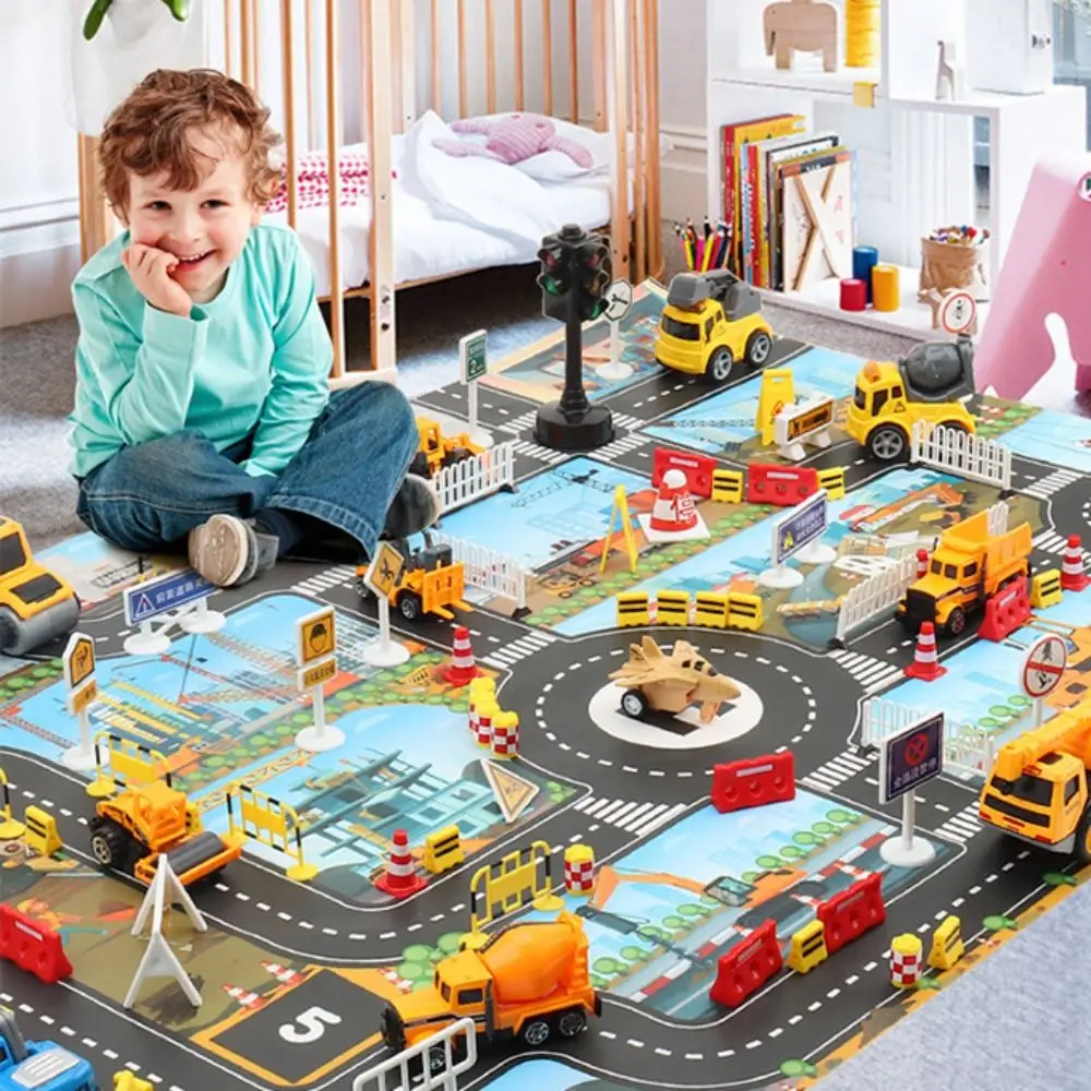 Road Mat Children Engineering Parking Lot Map Boy Girls Educational Toy Cartoon Playmat For Baby Mats Kids Toys Games