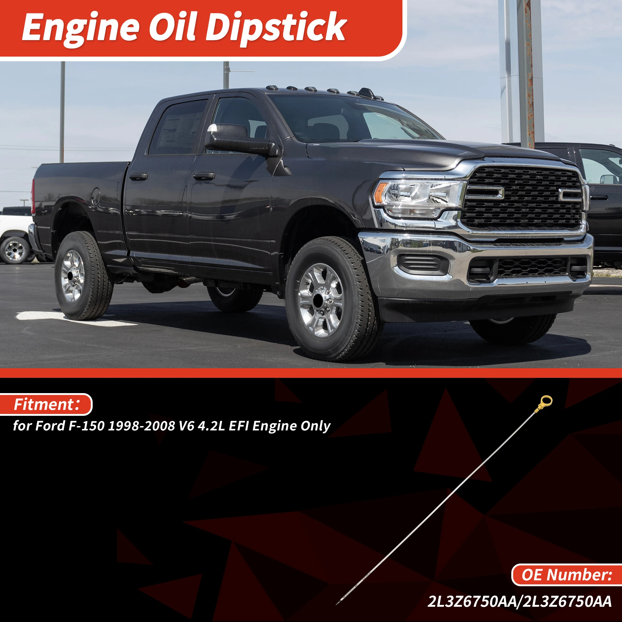 UXCELL Oil Dipstick Oil Level Dip Stick No.2L3Z6750AA for Ford F-150 V6 4.2L EFI Engine