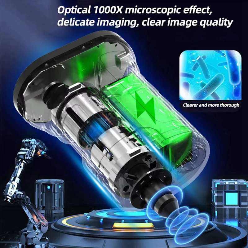 مجموعة مجهر للأطفال 1000X مجهر محمول للأطفال 4K 2.0 بوصة جيب رقمي قابل لإعادة الشحن #6