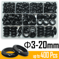 400/90pcs Black O Ring Soft Rubber Washer Seals Gasket Grommet Electrical O-Ring Kit for Insulation  Cylinder Valve Water Pipe