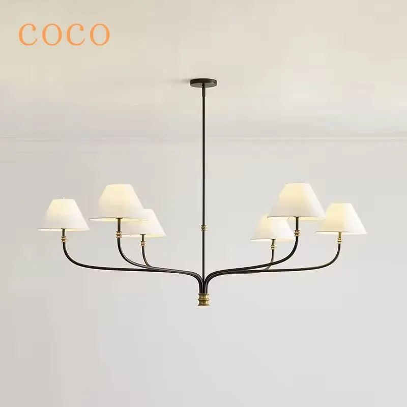 

Modern home decoration pendant light, simple rural fabric LED light, living room dining table, bedroom ceiling, indoor lighting