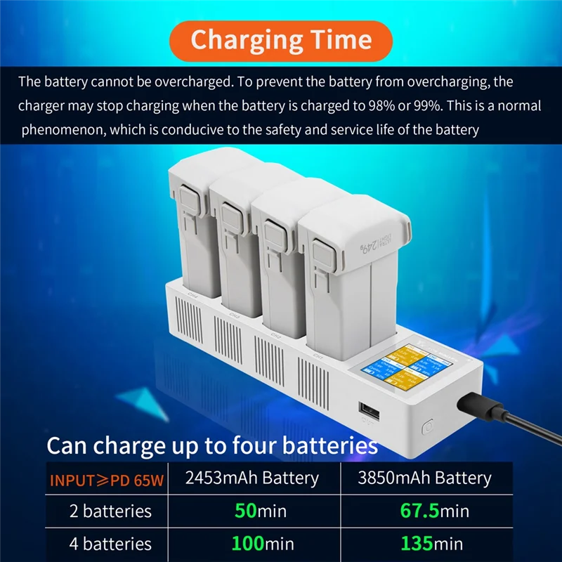 A41Z-4 In 1 Battery Charging Hub Charger 4 Batteries Intelligent Flight Battery Fast Charger For DJI Mini 3 4 PRO