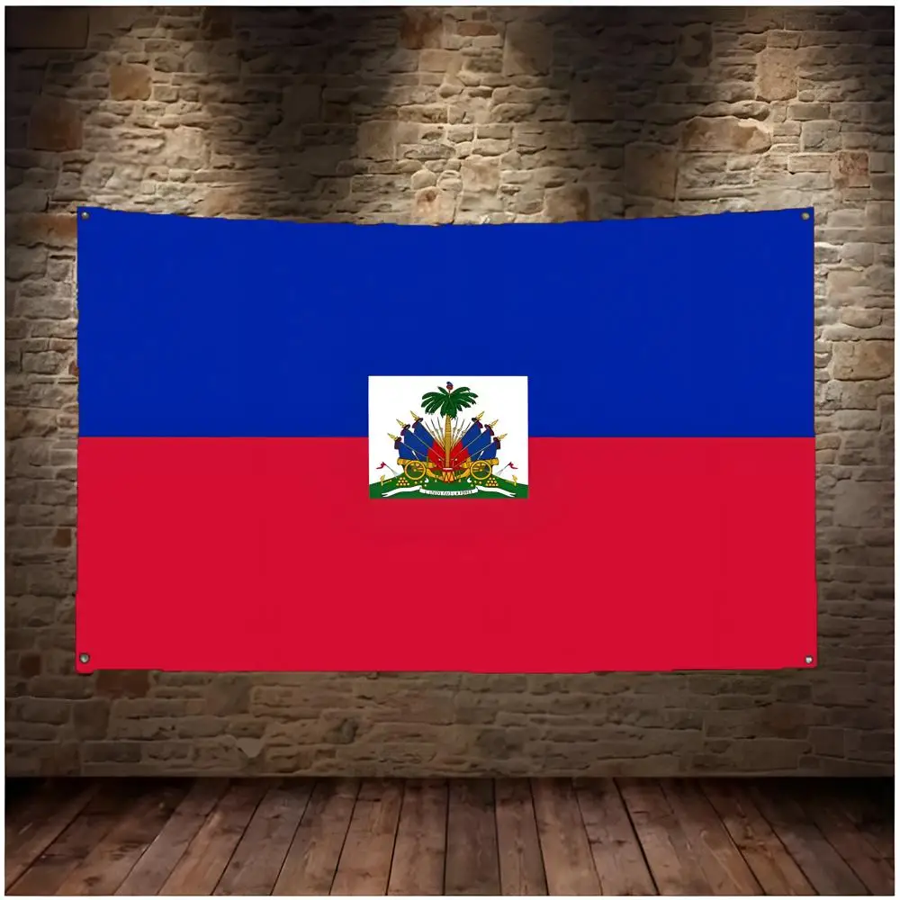 Haiti Caribbean Flags Daily four ring borderless design indoor outdoor decor easy hang install