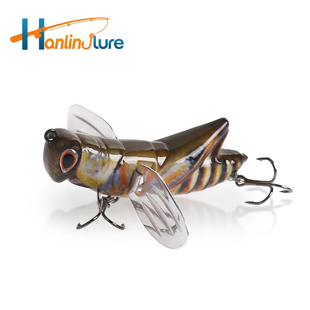 

Hanlin 7.5cm/12.5g Topwater Lnsect Fishing Lures Locusts Bait Artificial Steel Wings Wobbler Bait Floating Bass Pike Tackle